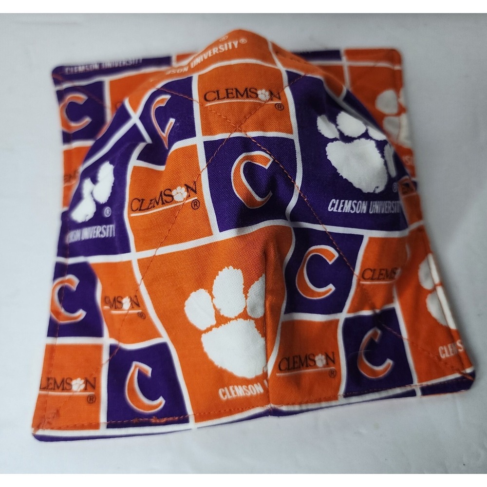 Clemson Tigers Soup Bowl Holder Cozy Handmade Orange Purple White 7.5x7.5